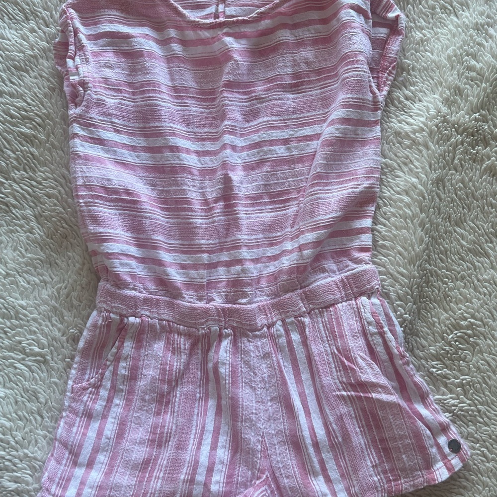 Roxy Pink & White Striped Romper